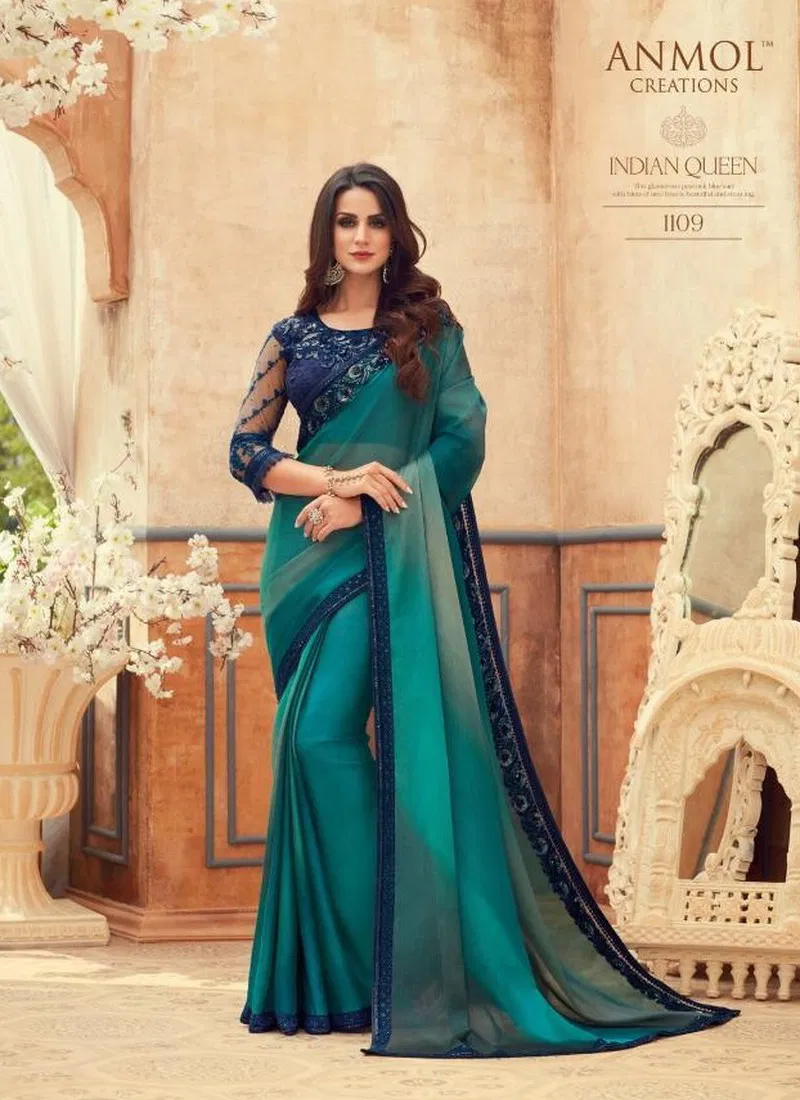 Anmol Creations Latest Fancy Designer Party And Festive Wear Heavy Chiffon Digital Print Heavy Saree Collection